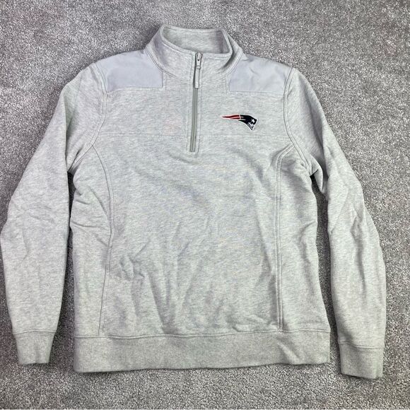 New England Patriots Vineyard Vines Sweatshirt Medium Gray 1/4 Zip NFL - Picture 1 of 11